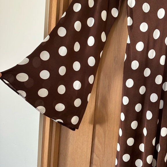 HEMANT & NANDITA Brown and White Polka Dot Dress size Small - Picture 14 of 16